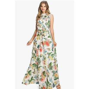 NWOT A.Calin Elegant Tropical Maxi Vacation Luau Beach dress Large